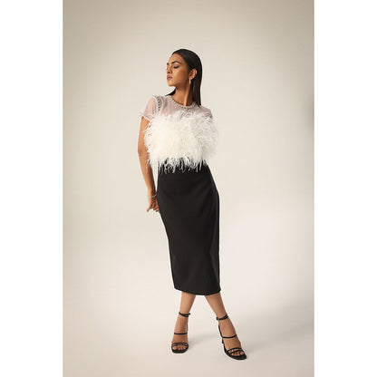 Label Iris Black Feather Dress