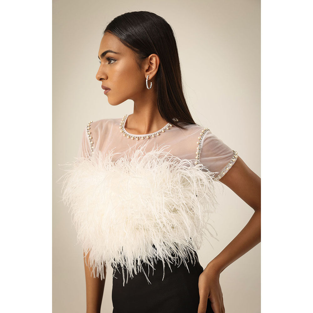 Label Iris Black Feather Dress