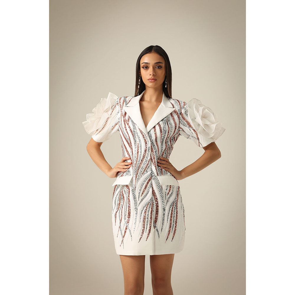 Label Iris Ivory Sequin Flower Dress