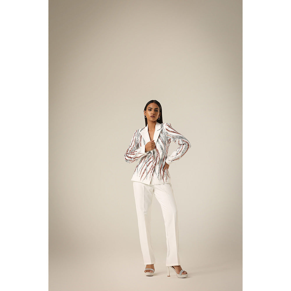 Label Iris Ivory Sequin Blazer with Pant (Set of 2)