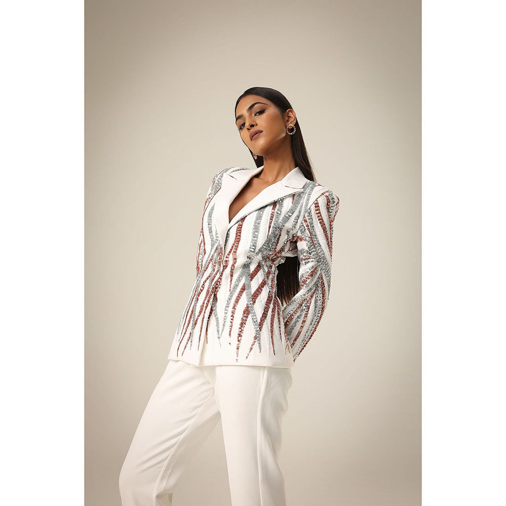 Label Iris Ivory Sequin Blazer with Pant (Set of 2)