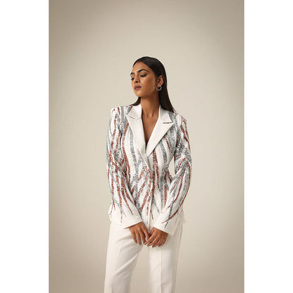 Label Iris Ivory Sequin Blazer with Pant (Set of 2)