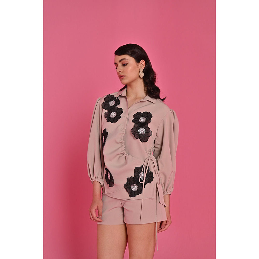 Label Iris Mauve Noir Bloom Top and Shorts (Set of 2)