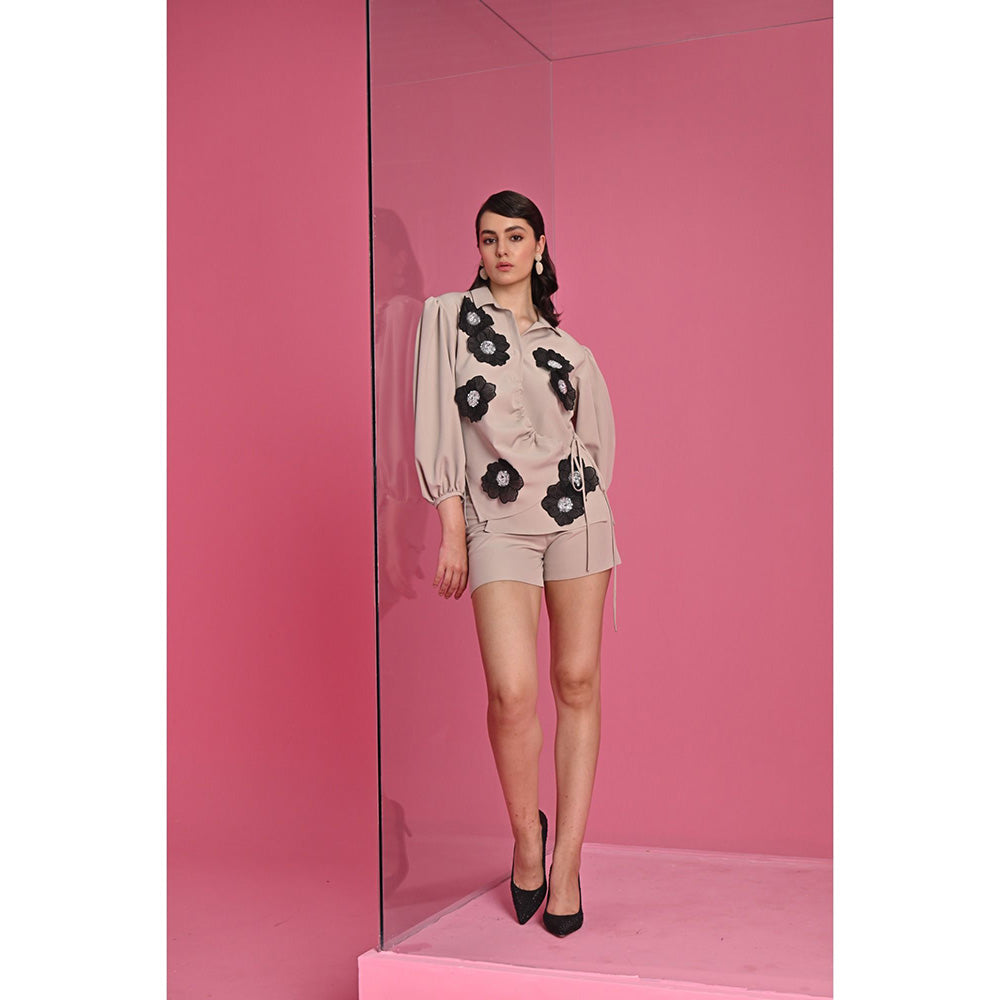 Label Iris Mauve Noir Bloom Top and Shorts (Set of 2)