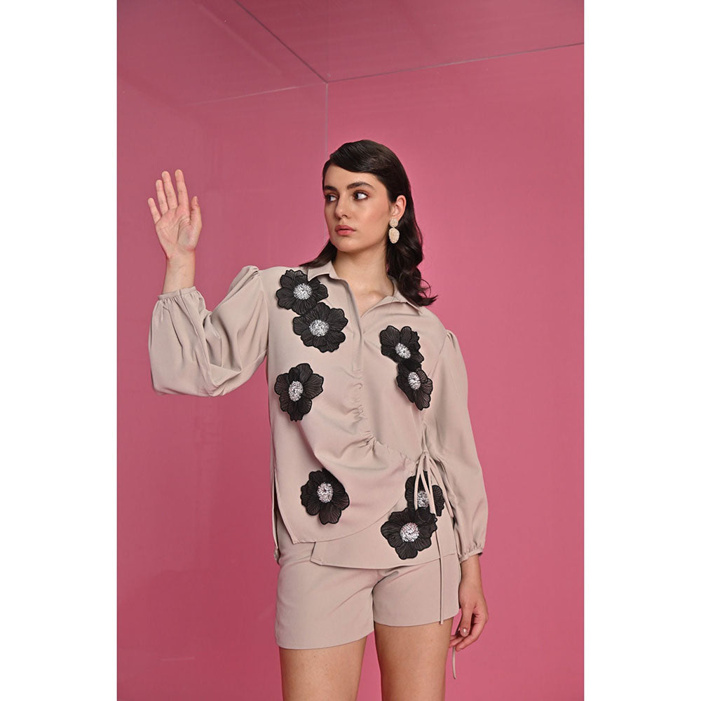 Label Iris Mauve Noir Bloom Top and Shorts (Set of 2)