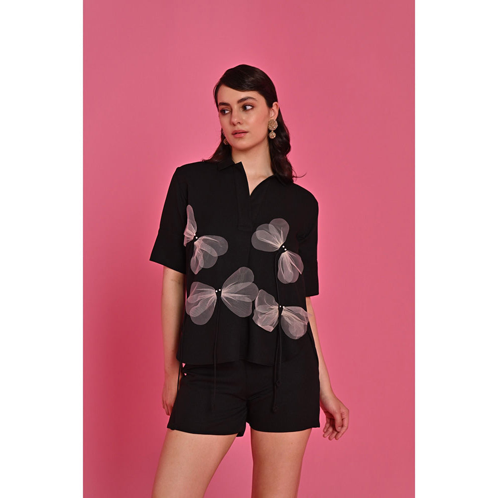 Label Iris Black Midnight Wings Top and Shorts (Set of 2)