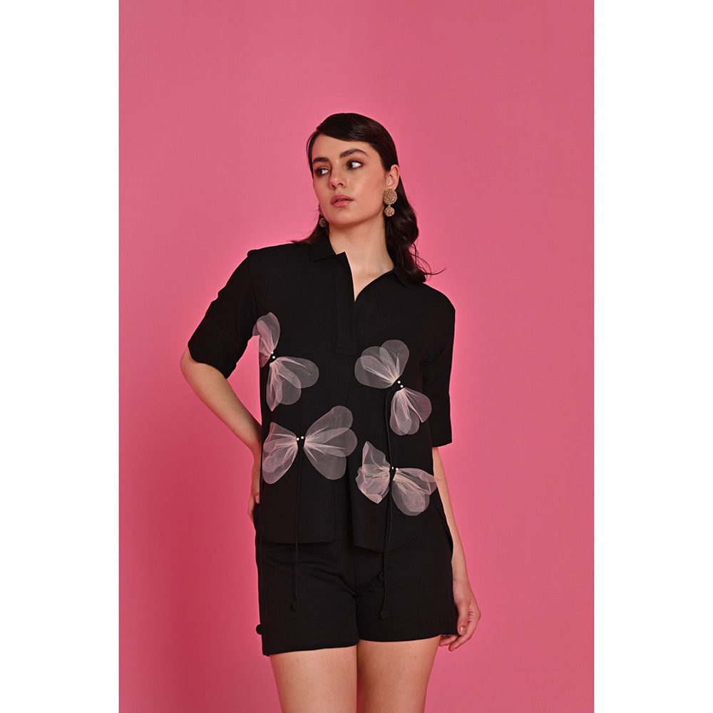 Label Iris Black Midnight Wings Top and Shorts (Set of 2)