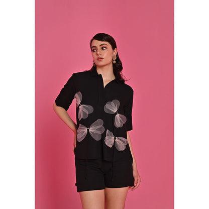 Label Iris Black Midnight Wings Top and Shorts (Set of 2)