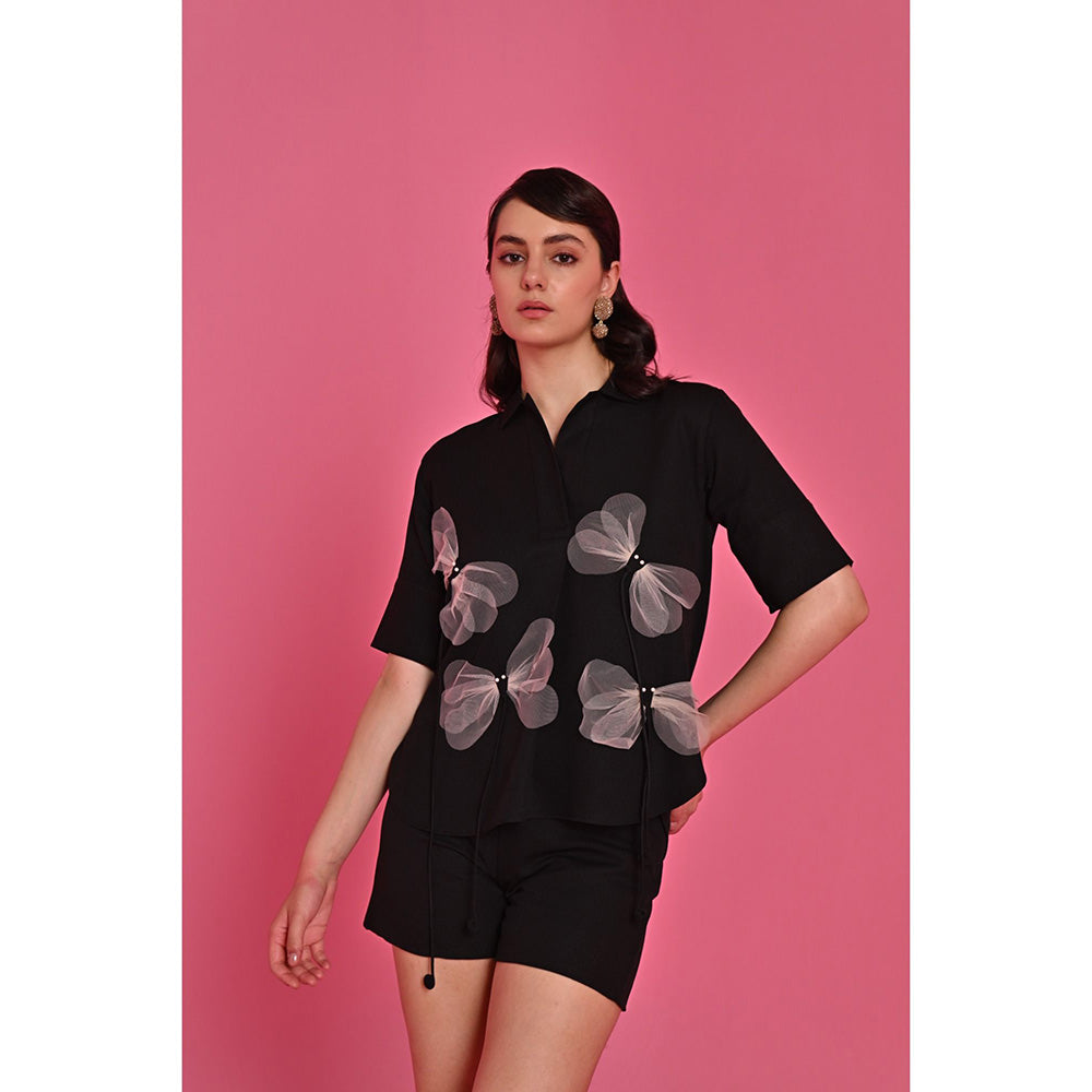 Label Iris Black Midnight Wings Top and Shorts (Set of 2)