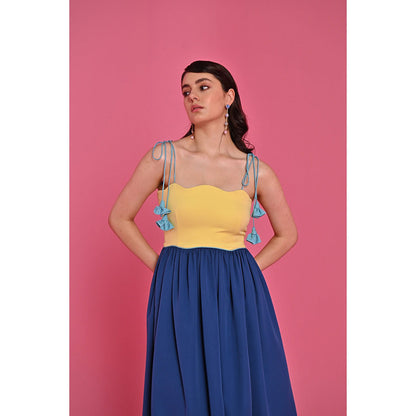 Label Iris Sunwave Tie Colorblock Dress