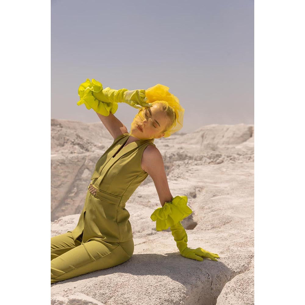 Label Iris Bahaar In Green Chain Top with Pant