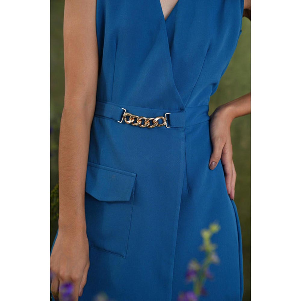 Label Iris Cobalt Blue Chain Playsuit
