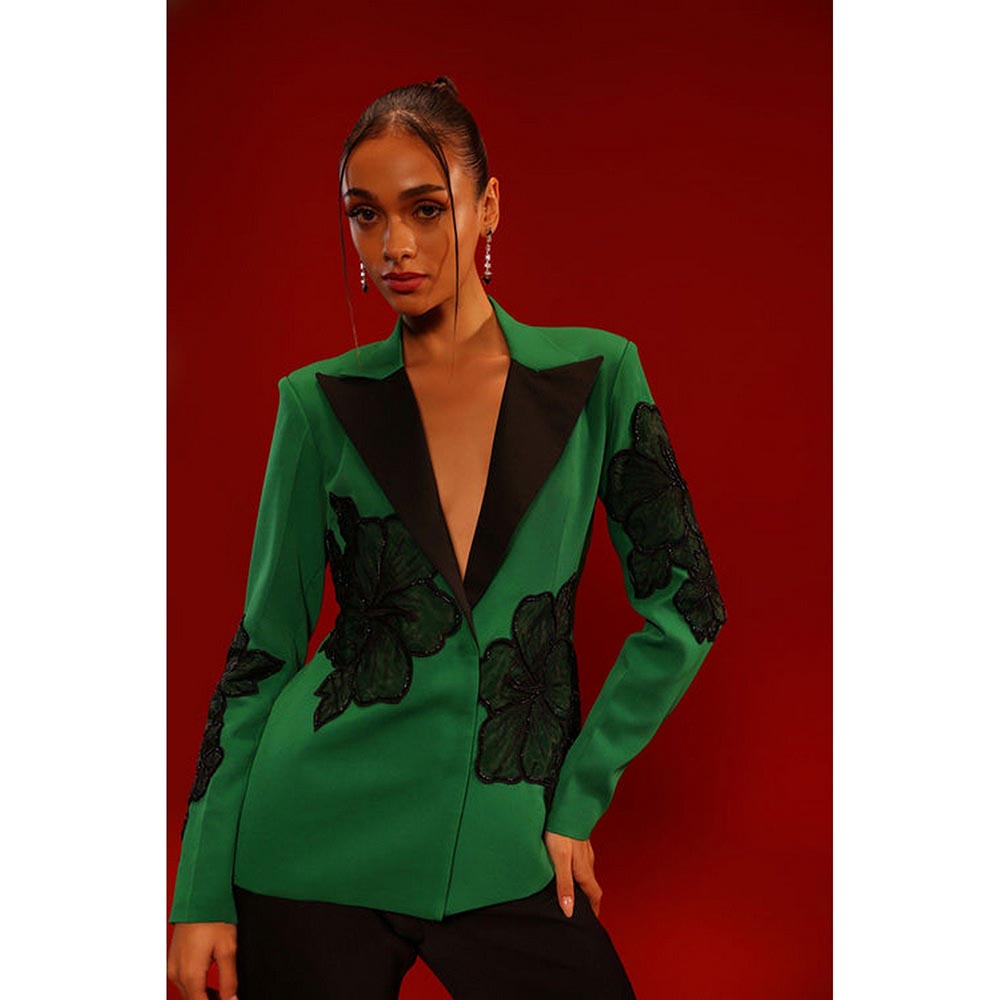 Label Iris Green Flower Blazer