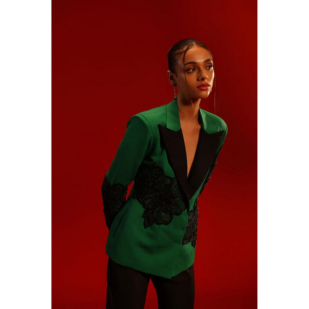 Label Iris Green Flower Blazer