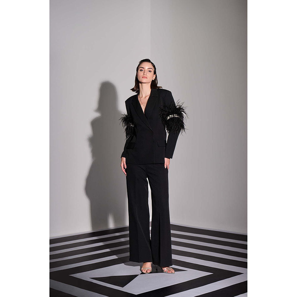 Label Iris Black Feather Embellished Co-Ord Set