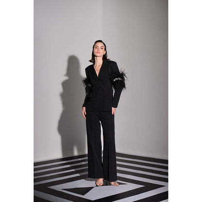 Label Iris Black Feather Embellished Co-Ord Set