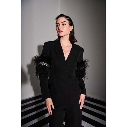 Label Iris Black Feather Embellished Co-Ord Set