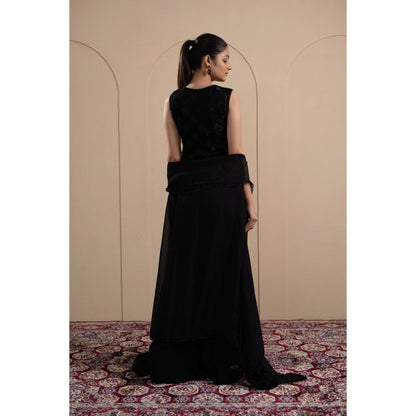 LABEL TANYA CHOPRA Black Kurta and Palazzos with Dupatta (Set of 3)