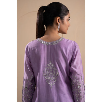 LABEL TANYA CHOPRA Lilac Chanderi Kurta and Trouser with Dupatta (Set of 3)