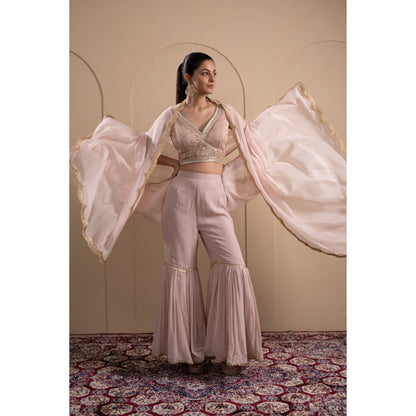 LABEL TANYA CHOPRA Blush Pink Blouse and Sharara with Dupatta (Set of 3)