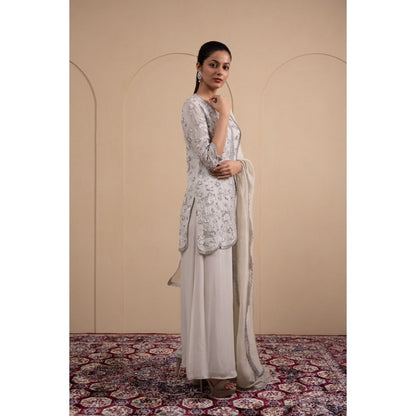 LABEL TANYA CHOPRA Powder Blue Kurta and Palazzos with Dupatta (Set of 3)