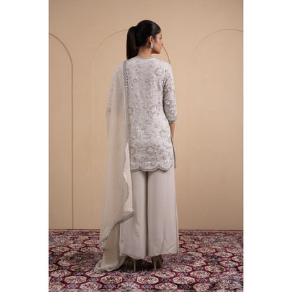 LABEL TANYA CHOPRA Powder Blue Kurta and Palazzos with Dupatta (Set of 3)