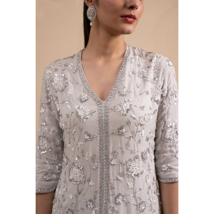 LABEL TANYA CHOPRA Powder Blue Kurta and Palazzos with Dupatta (Set of 3)