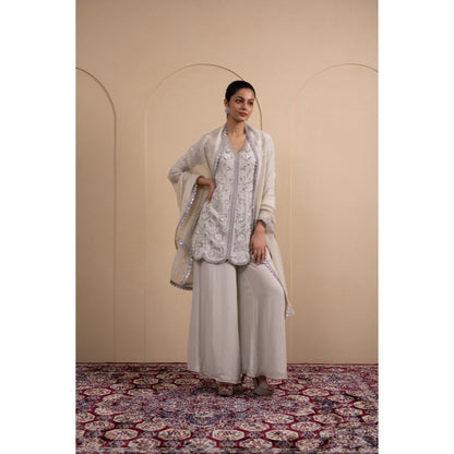 LABEL TANYA CHOPRA Powder Blue Kurta and Palazzos with Dupatta (Set of 3)