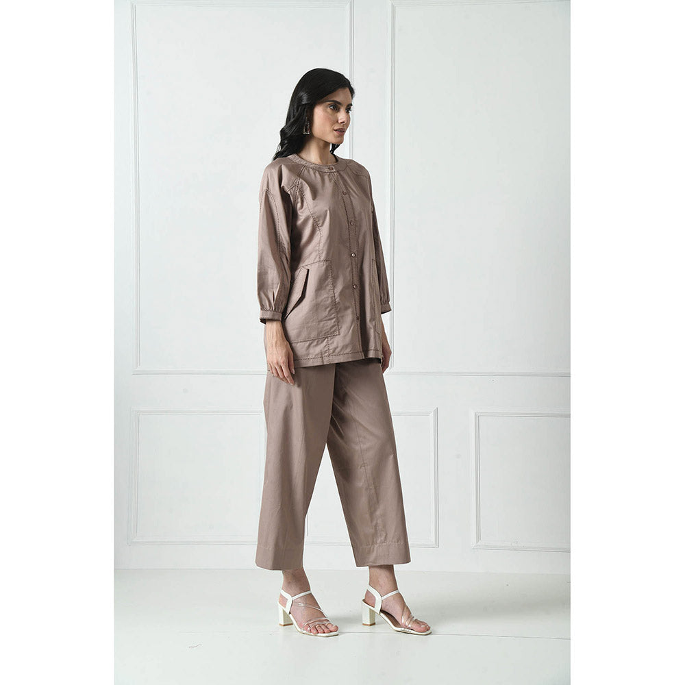 Sunanta Madaan Taupe Luxury Cotton Co-Ord (Set of 2)