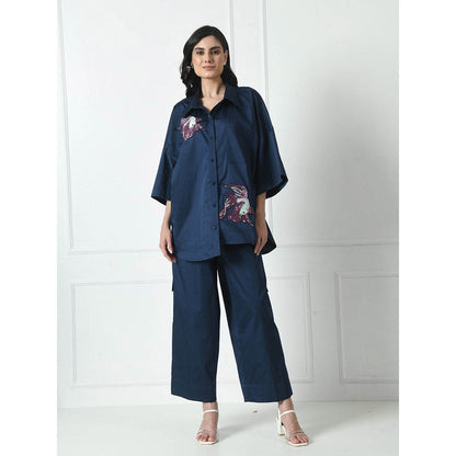 Sunanta Madaan Navy Blue Luxury Cotton Co-Ord (Set of 2)