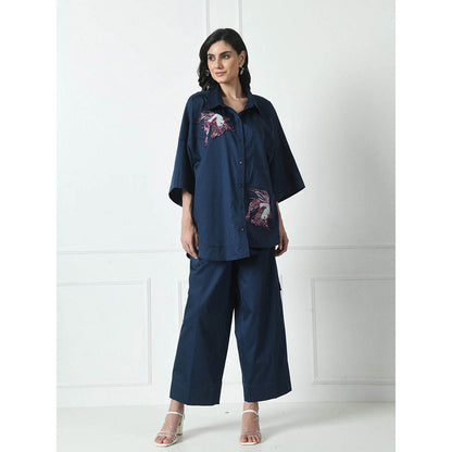 Sunanta Madaan Navy Blue Luxury Cotton Co-Ord (Set of 2)