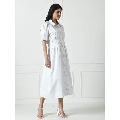 Sunanta Madaan Luxury Cotton Dress In White Colour