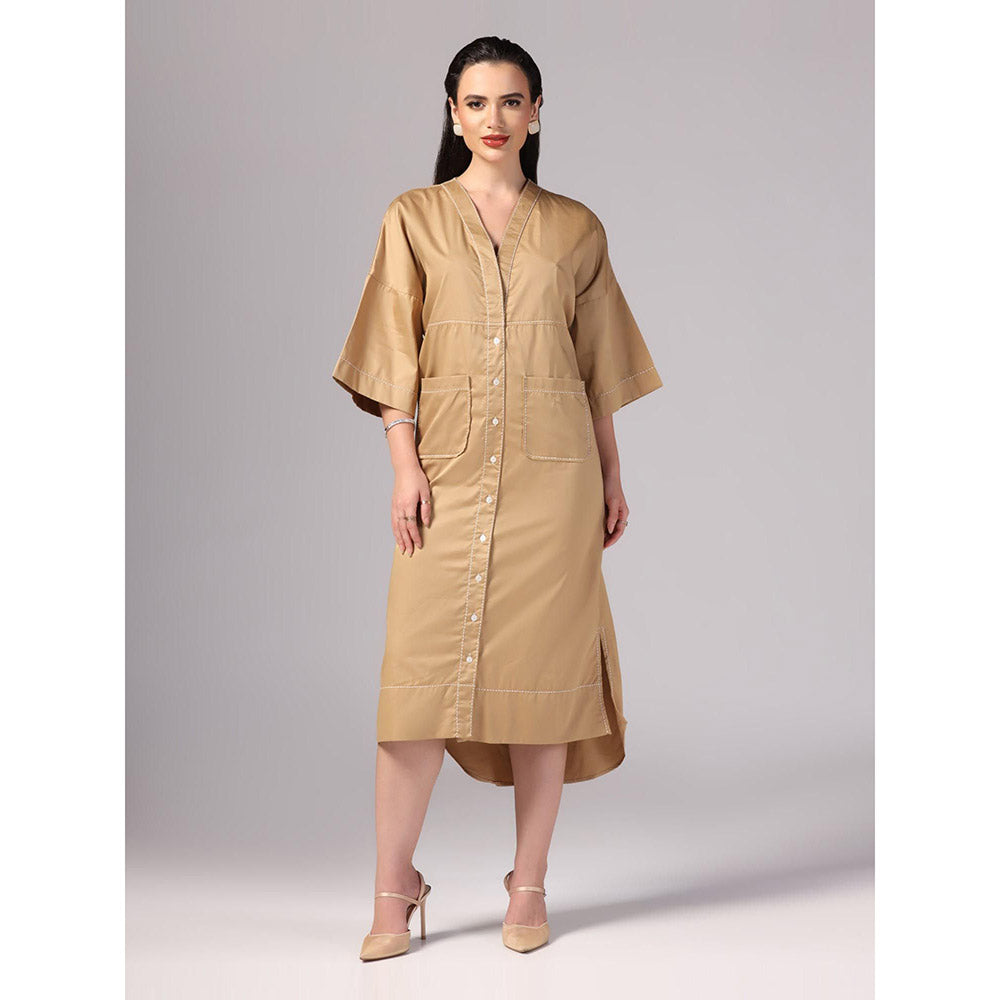 Sunanta Madaan Beige Colour Cotton Dress