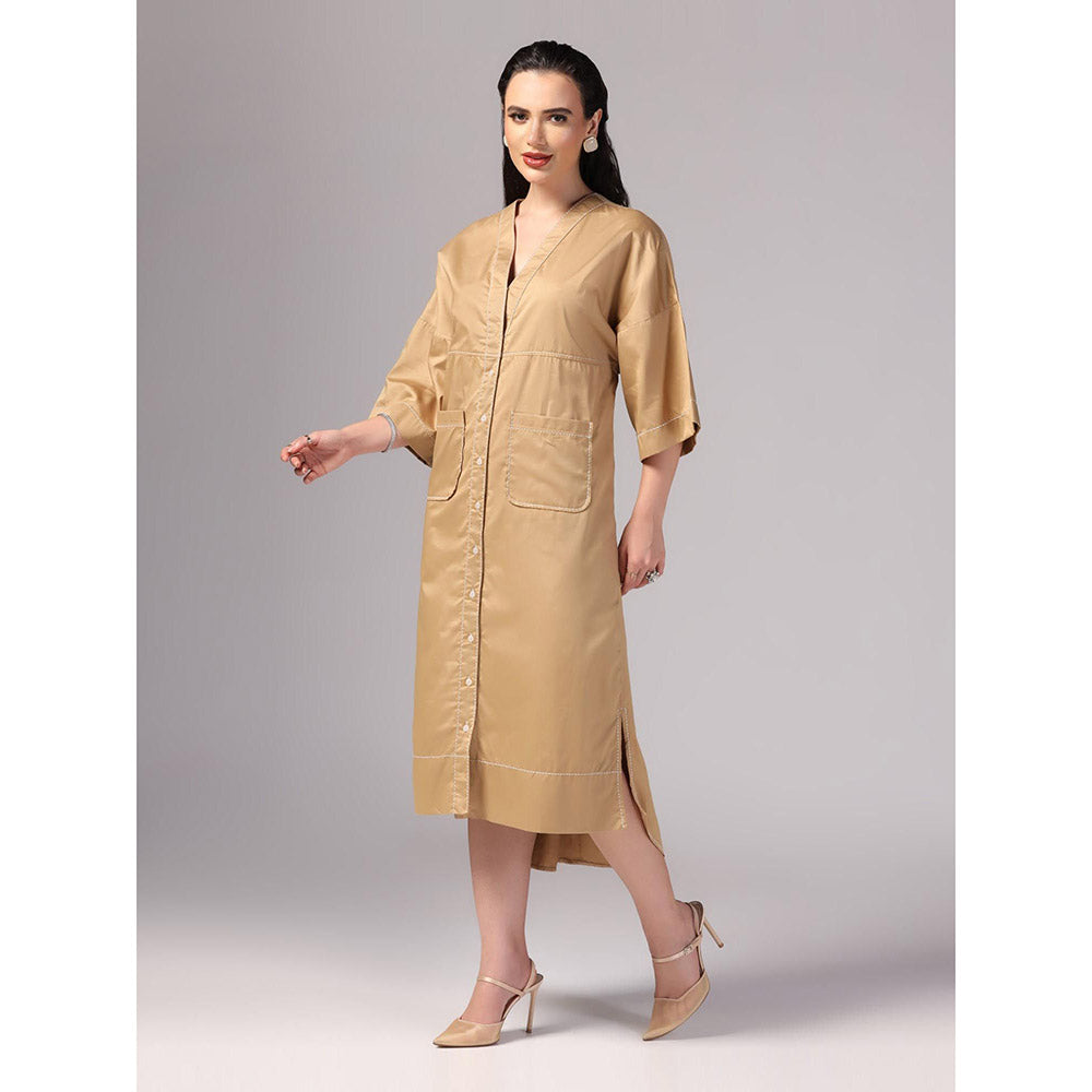 Sunanta Madaan Beige Colour Cotton Dress
