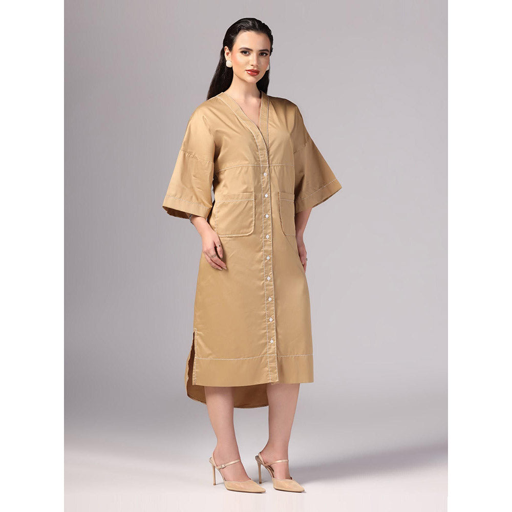 Sunanta Madaan Beige Colour Cotton Dress