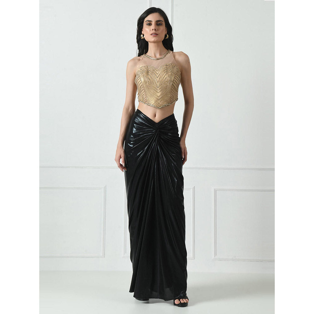 Sunanta Madaan Black Indo Western Skirt with Crop Top (Set of 2)