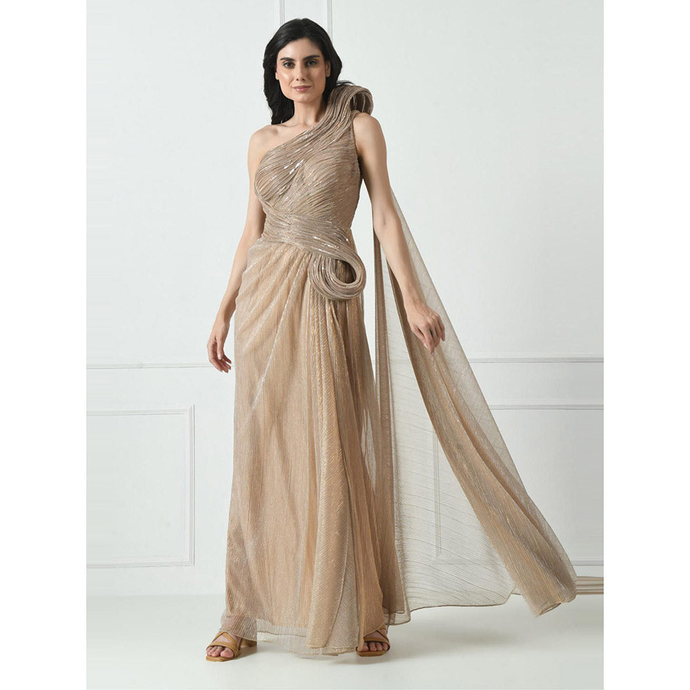 Sunanta Madaan Beige Colour Cocktail Gown