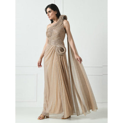 Sunanta Madaan Beige Colour Cocktail Gown