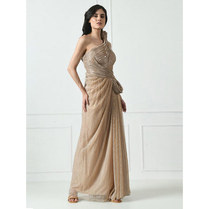 Sunanta Madaan Beige Colour Cocktail Gown