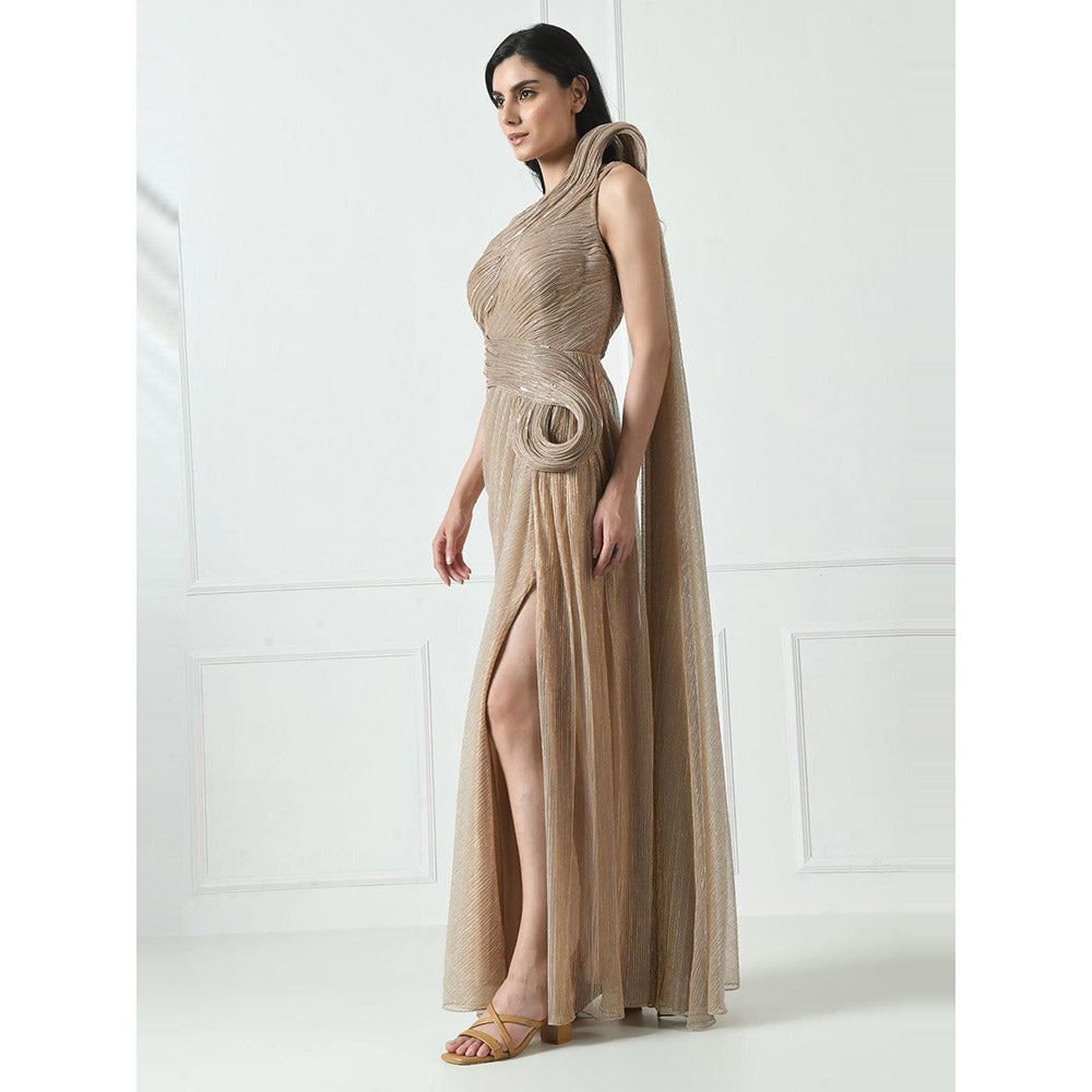 Sunanta Madaan Beige Colour Cocktail Gown