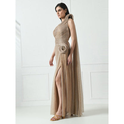 Sunanta Madaan Beige Colour Cocktail Gown