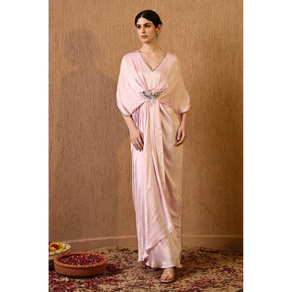 Sunanta Madaan Pink Kaftan with Draped Skirt