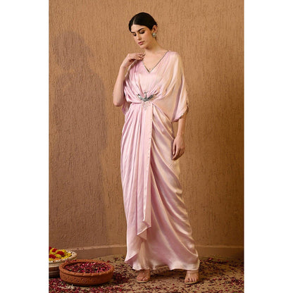 Sunanta Madaan Pink Kaftan with Draped Skirt