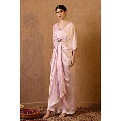 Sunanta Madaan Pink Kaftan with Draped Skirt
