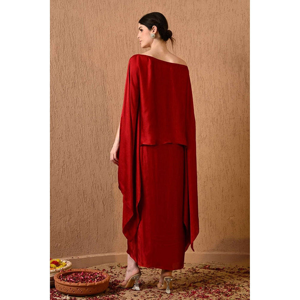 Sunanta Madaan Terry Red Kaftan with Skirt