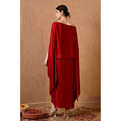Sunanta Madaan Terry Red Kaftan with Skirt