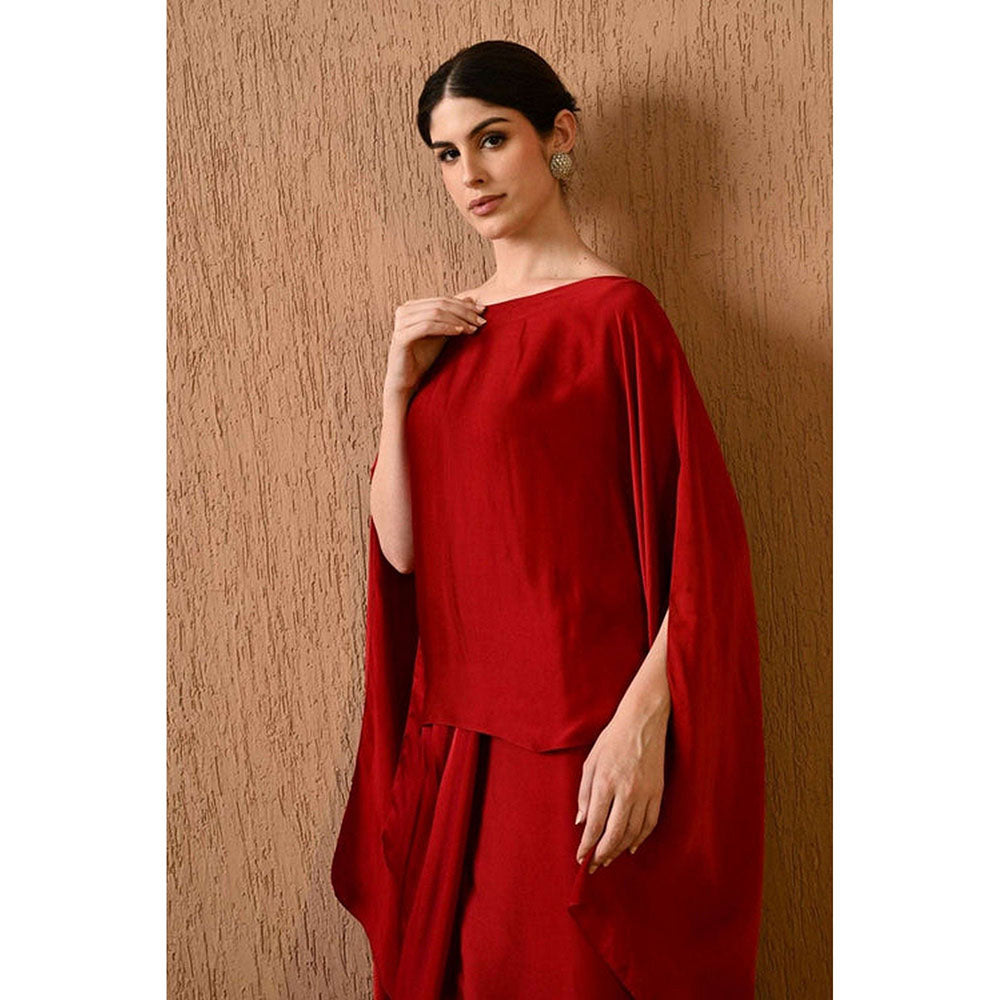 Sunanta Madaan Terry Red Kaftan with Skirt