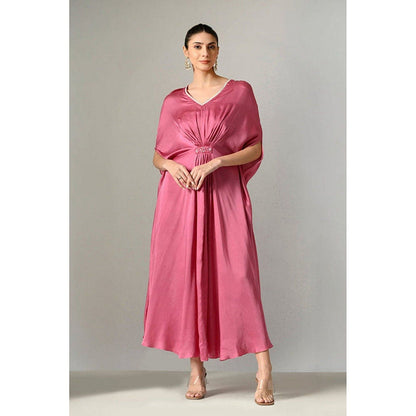 Sunanta Madaan V-Neck Hand Embroidered Sequin Detailing Kaftan Dress