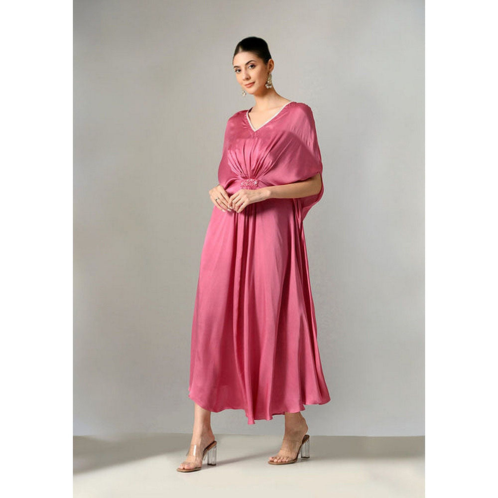 Sunanta Madaan V-Neck Hand Embroidered Sequin Detailing Kaftan Dress