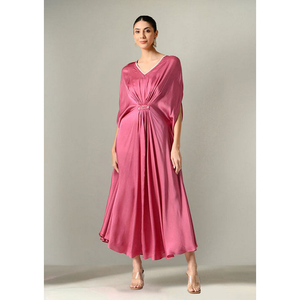 Sunanta Madaan V-Neck Hand Embroidered Sequin Detailing Kaftan Dress